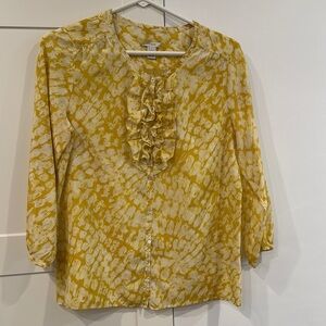 J Crew cotton and silk blouse with ruffled detail